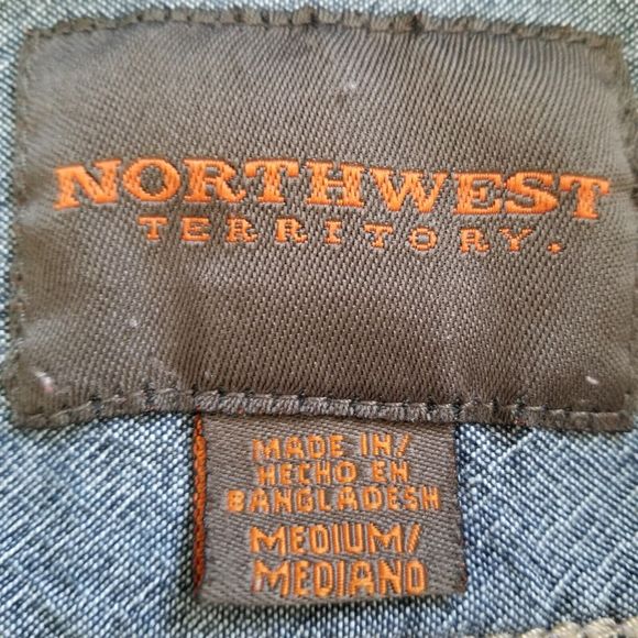 Northwest Territory Shirt Mens Medium Flannel Button-Up Gray Blue Black Plaid - Picture 2 of 10